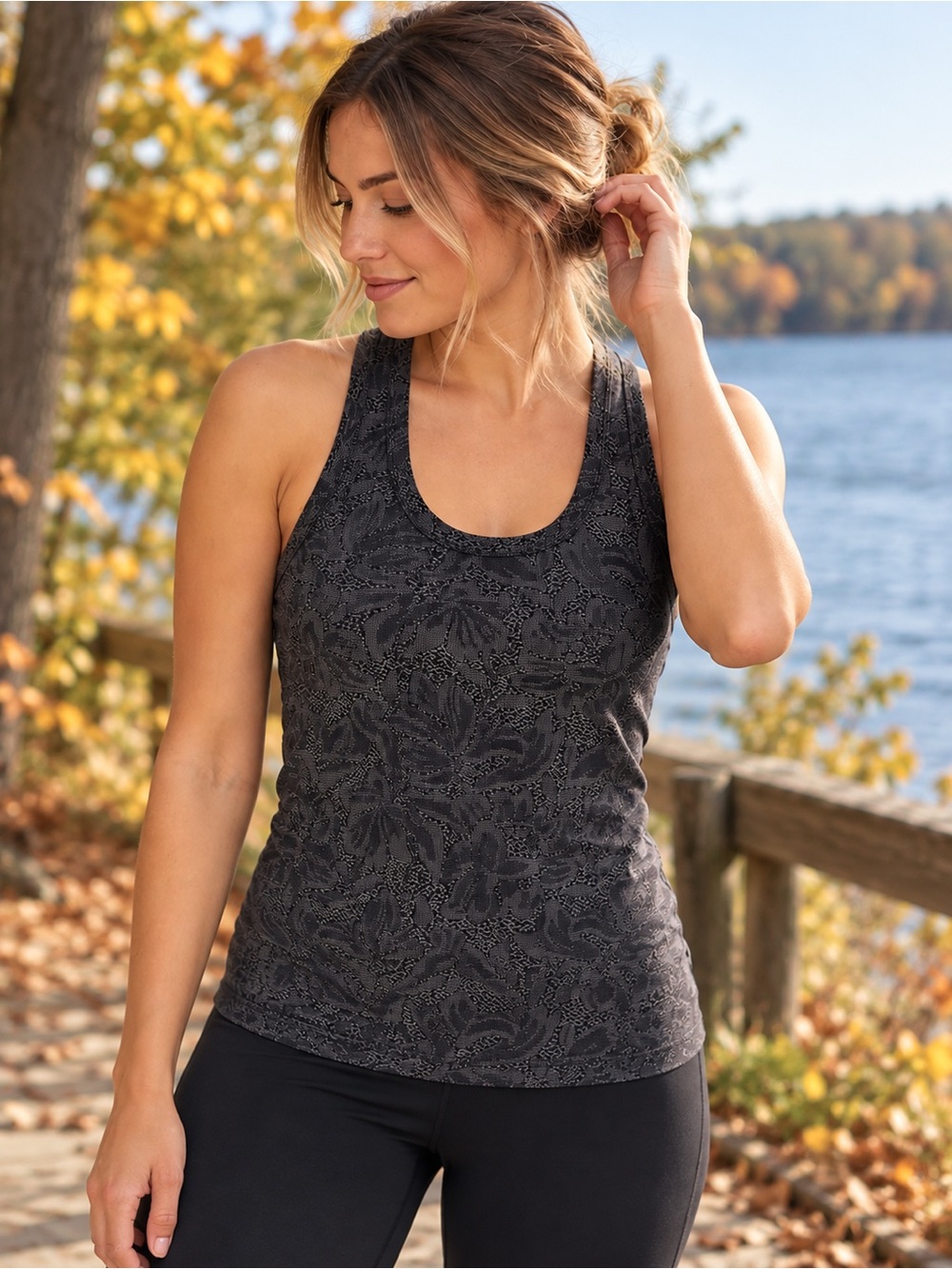 Athleta Women’s Small Gray Brown Black Jacquard Racerback Tank Top